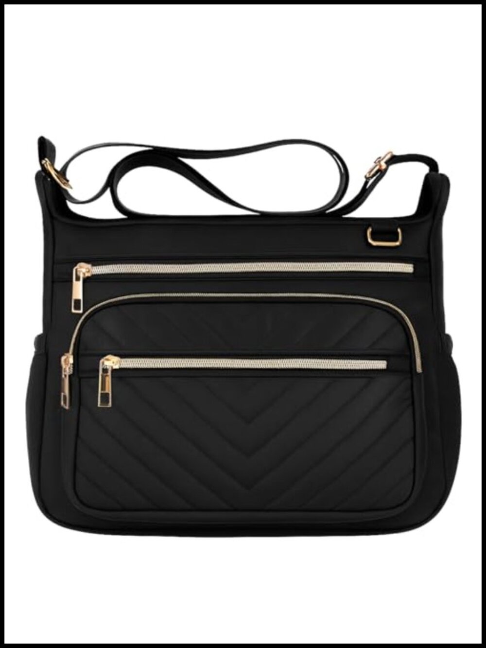 RFID Anti-Theft Crossbody Bag Quilted Nylon Large Travel Purse
